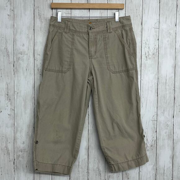 Carhartt Relaxed Fit Dark Tan Roll Up Cuff Flawed Work Capri Crop Pant 8 - Picture 1 of 11